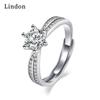 Lindon Classic Copper Alloy Zircon Ring Ladies Jewelry Wedding Promise Party Gift