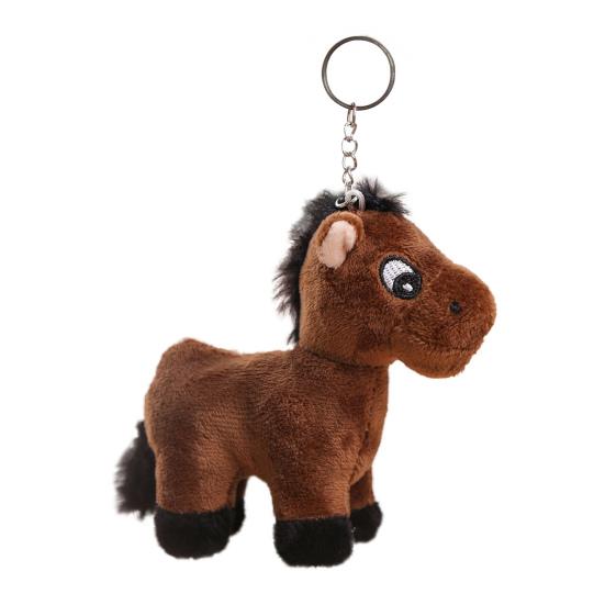 Cute Cartoon Plush Horse Doll Keychain Miniature Stuffed Animal Keyring Bag