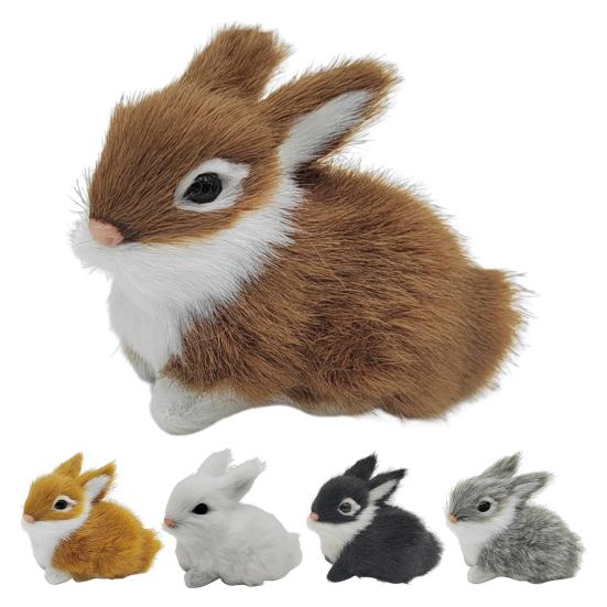 1/5Pcs Plush Rabbit Figurine Realistic Simulation Bunny Model Lifelike Artificial Fur Animal Miniature Home Office Easter Desktop Decoration Ornament