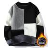 Men's 2024 Contrast Color Turtleneck Sweater: Winter Plus Velvet Thick Knit, Loose Warm Inner Wear