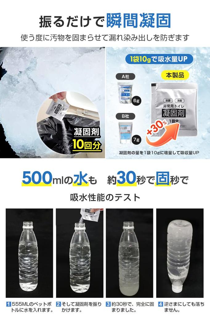 Portable Toilet by Disaster Preparedness Set 50 Waste 50 Clotting 100 Disposable Easy To Use Disaster Shelf Disposal for and Outdoor Use Packs of 10