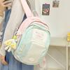 Niche Contrasting Color Backpack Junior High School High School College School Schoolbag Girl Light Travel Backpack