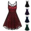 Women's Fashion Lace Print Sexy Gothic Sleeveless Dress