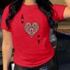 Heart Shaped and Letter Casual Comfortable Pure Cotton Printed Women's Round Neck Short Sleeved T-shirt