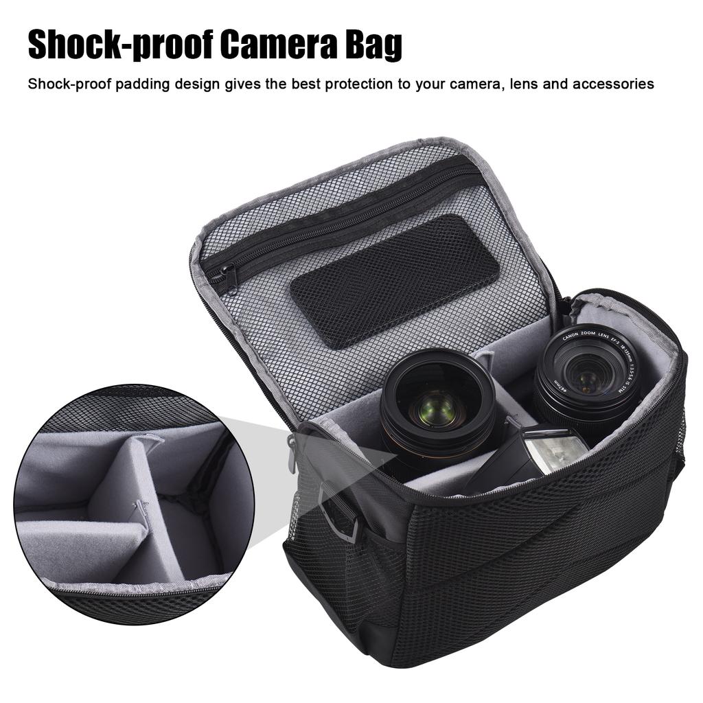 Padded Camera Bag Travel Camera Shoulder Bag Water-resistant Shock-proof Camera Case Messenger Bag