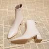 Design Fashion Thick Heel Ankle Boot Women Pointed Toe Zipper Shoes Mordern Short Booties  De Mujer