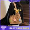 Large Capacity Hollow Knitted Bag Women's Summer New Versatile Single Shoulder Mother and Child Bag Woven Tote Bag