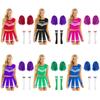 Women Cheerleading Uniform Sleeveless Letter Print Crop Top Pleated Skirt Set with Socks Pom Poms