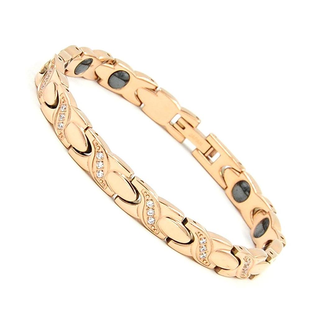 Germanium Bracelet Stainless Steel Hematite Pink Gold Health Bracelet Bangle Bangles Accessories Women's