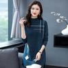 Autumn Winter Women Sweater Pullover High Casual Half High Collar Mom's Mid Length Knit Dress Bottom Shirt Female