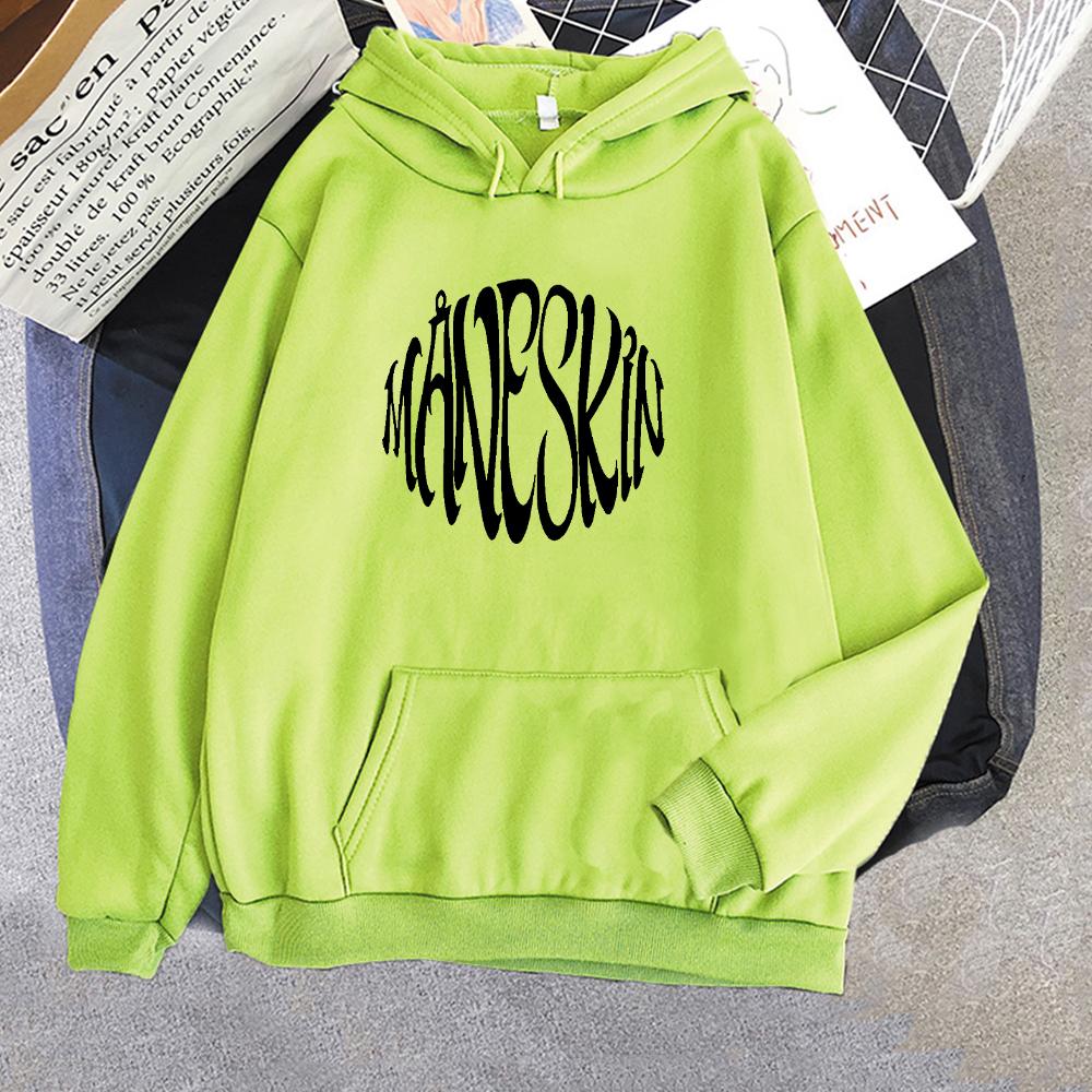 Maneskin Hoodie New Fashion Women Oversized Loose O-Neck Casual Sweatshirts Hoodies Harajuku Fleece Pullovers Hoody 11 Colors