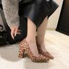 Fashion Autumn Sexy Leopard Women High Heels Elegant Office Pumps Woman Pointed Toe Thick Heel Singles Shoes Plus Size 42