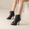 Genuine Leather Peep Toe Ankle Boot Female Shoes Ballroom Sole Customizable Latin Dancing Outdoor Sexy Stilettos Booties