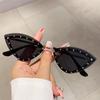 New Stylish Rimless Shades Gradient Rhinestones Eyewear Trendy Cat Eye Sunglasses  for Women & Men