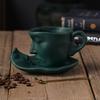 European Style Bar Creative Gift Sculpture Couple Mug Exquisite Matte Ceramic Coffee Cup and Saucer Set