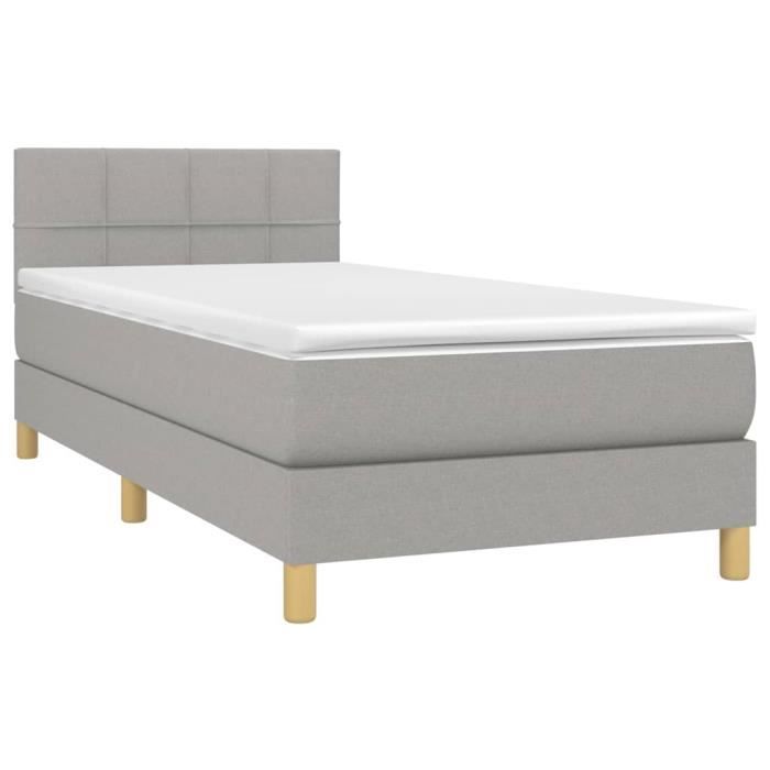 3140569 vidaXL Divan Bed with Mattress Light Grey 80x200 Cm Fabric