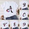 Large Size T-Shirt 26 English Letters Butterfly Print T-Shirt Women'S Short-Sleeved Women'S Clothing