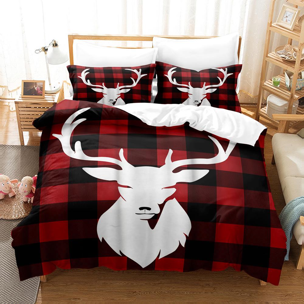 Fashion Home Bedding Quilt Cover Bedroom Home Quilt Cover Pillowcase 3D Printed Animal Quilt Cover Set Deer Motif Bedroom Bedding