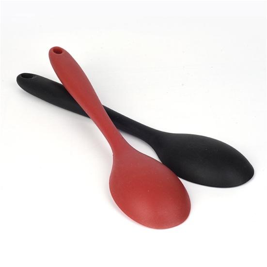 Durable Anti-rust Wear-resistant Ergonomic Handgrip Dining Silicone Non Stick Oval Spoon for Dorm Fruit Spoon