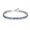 Classic Design Silver Bracelet with 15.6ct Natural Kyanite Ov4*6mm Blue Gemstones Fine Jewelry for Women Mom Nice Gift