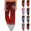 Women's Comfortable Pajama Pants  Pants Christmas Print Drawstring Wide Leg Pants