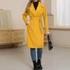 Women's Casual Fashion Solid Color Long-sleeved V-neck Tie Long Woolen Coat