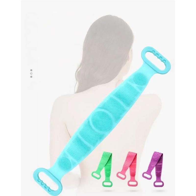 Silicone Scrub Sponge - Powerful Exfoliator Unisex Long Back Scrubber Dead Skin Removal Bath Brush