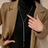 Fashion Zinc Alloy Color Snake Chain Necklace for Women Minimalist Metal Long Tassel Adjustable Pull Sweater Chain Zircon 2025 New