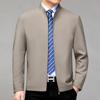 New Spring and Autumn High-end Men's Jackets Mulberry Silk Stand-up Collar Thin Middle-aged Jackets Men's Tops Large Size Jackets