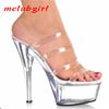 Women's Shoes Transparent Fish Mouth Lace Sandals Thin Heel High Heel Dance Shoes 15cm Heel 5cm Platform YKC