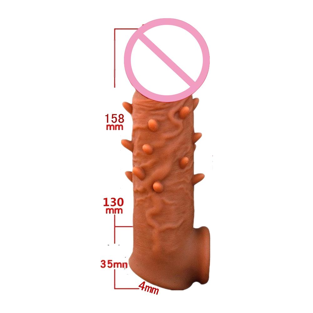 Realistic Condoms For Men Reusable Penis Sleeve For Male Extender Dildo Enhancer Enlargement Condom Male Cock Sex Toys