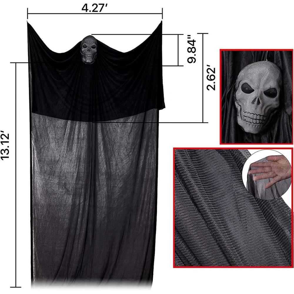 Yard with LED Light-up Eyes Hanging Scary Halloween Decoration Tree Hugger Party Supplies Ghost