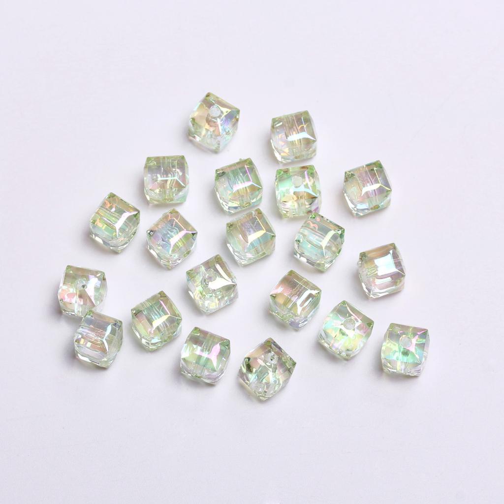 Crafts Beads for Jewelry Making Loose Earrings Bracelet Pendants 8mm DIY Part Resin Czech Crystal Cube Square Faceted 20pcs/bag UV Plated