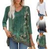 3/4 Sleeve Shirts For Women Print Graphic Tees Blouses Casual Plus Size Basic Tops Pullover