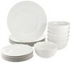 AmazonBasics Tableware Set for Kitchen Bowls for 6 White 18 Piece Set (Plates & People)