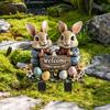 Easter Garden Stake 2D Acrylic Bunny Yard Decor Stake Cartoon Rabbit Colored Eggs Welcome Sign Stake Fairy Garden Accessories for Lawn Porch