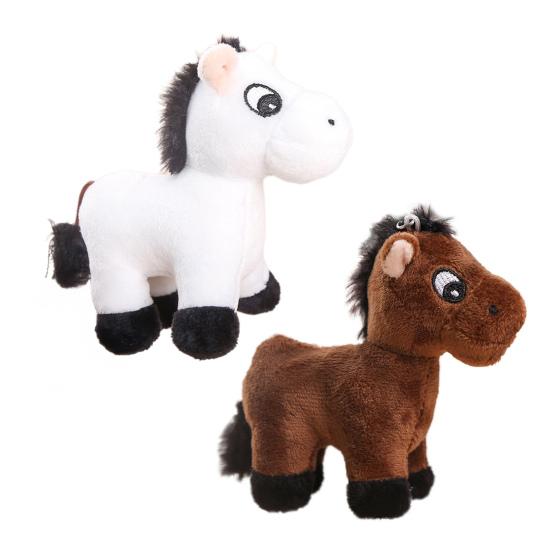 Cute Cartoon Plush Horse Doll Keychain Miniature Stuffed Animal Keyring Bag