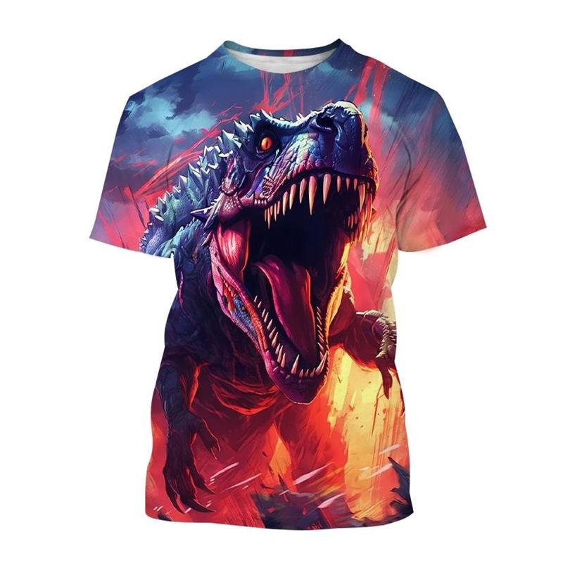 Fashion Animal Dinosaur 3D Printed T-shirt For Men Hot Sale Tyrannosaurus Short-sleeved Round Neck Tee Shirt Casual Street Tops
