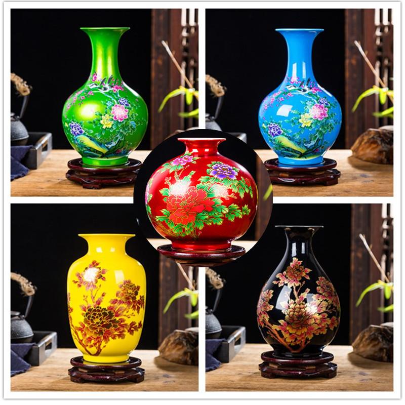 Chinese Style Ceramics Vase Jingdezhen Black Porcelain Crystal Glaze Flower Vase Home Decoration Accessories Handmade Vases