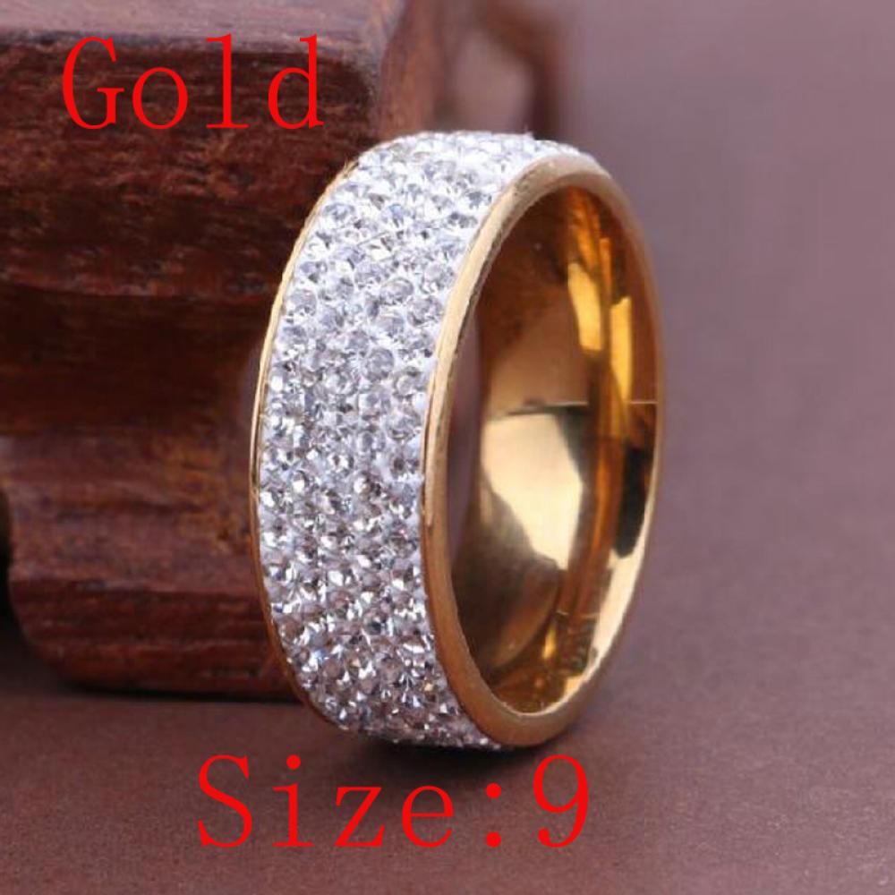 8mm Women/Men Inlaid Unisex Stainless Steel Band Ring Weddig Full Filled Zircon