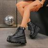 2024 New Fashion Versatile High Quality Winter Women's Boots Round Toe Lace-up Thick Sole Zipper Decoration Women's Shoes