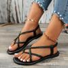 2024 Rome Style Women Casual Sandals Women Open Toe Flat Sandals Summer Cross-belt Shoes Women Narrow Flat Beach Sandals