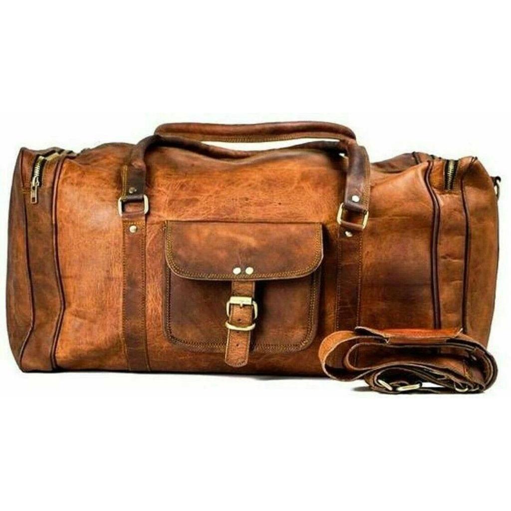 Vintage Duffle Travel Gym Weekend Overnight Bag New Men's Genuine Leather Large