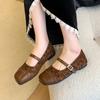 Fashion Temperament Retro Ballet Style Flat Bottom Shallow Mouth Single Shoes Women's 2025 New Spring and Autumn Soft Sole Mary Jane Small Leather