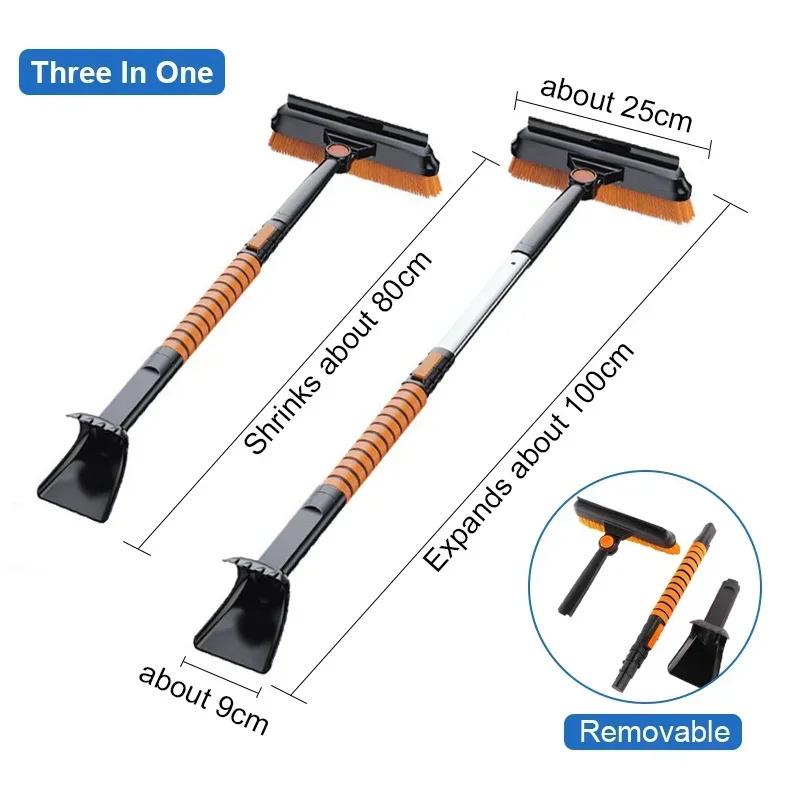 Car Retractable Ice Removing Brush Shovel 3 In 1/5 In 1 Winter Snow Scraper Cleaning Accessory