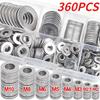 80/180/360PCS Stainless Steel Washers O Ring Fasteners Gasket Set Assortment Kits M2 M2.5 M3 M4 M5 M6 M8 M10 Flat Washer Grommets