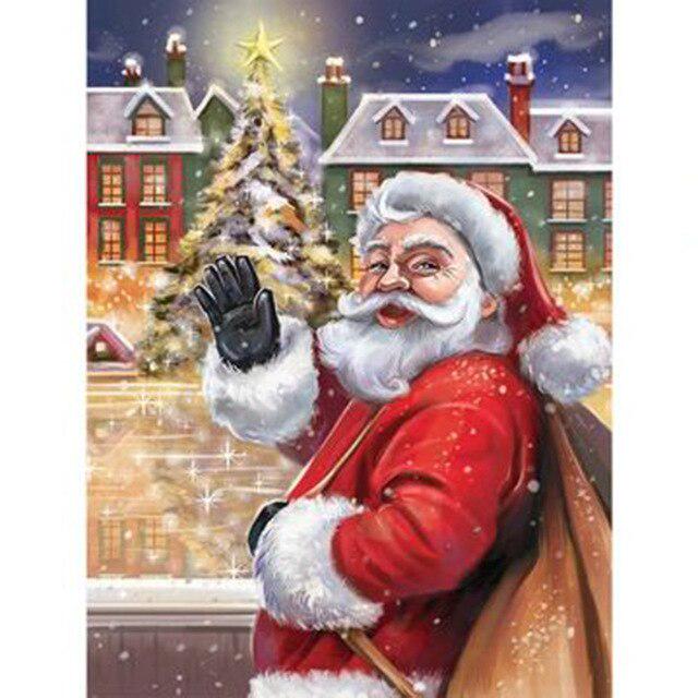 Santa Claus DIY 5D Diamond Painting Full Round Resin Scenery Diamond Embroidery Cross Stitch Kits Christmas Gift