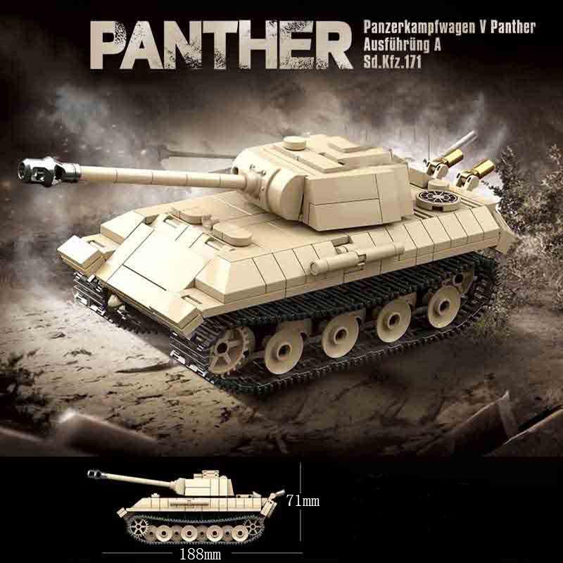 Ww2 Military World War German Leopard Medium Tank Building Blocks Bricks Kid Educational Toys for Children Boy Christmas Gifts