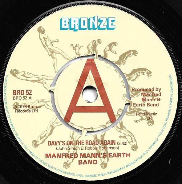 7inch Record MANFRED MANN'S EARTH BAND - Davy's On The Road Again BRO52PROMO Bronze 1978 UK Rock Used