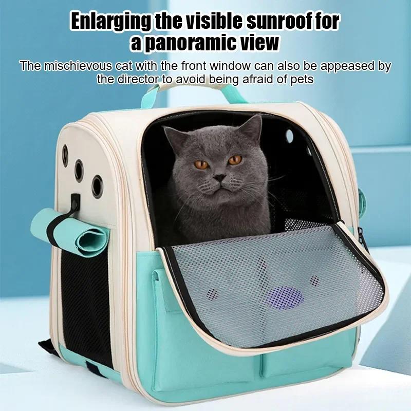 Foldable Cat Backpack Large Capacity Cat Strap Backpack Adjustable Strap Pet Outdoor Travel Ventilation Cat Backpack